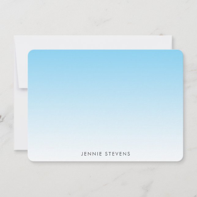 Light Blue Ombre Personalized Note Card (Front)