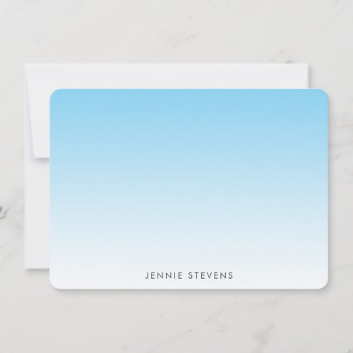 Light Blue Ombre Personalized Note Card