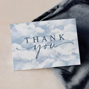 Light Blue "On Cloud Nine" Bachelorette Folded Letterpress Thank You Card