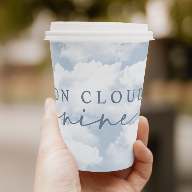Light Blue "On Cloud Nine" Bachelorette Party Paper Cups (Creator Uploaded)