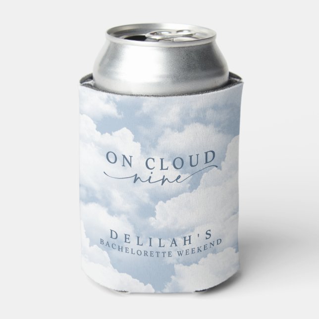 Light Blue "On Cloud Nine" Bachelorette Weekend  Can Cooler (Can Front)