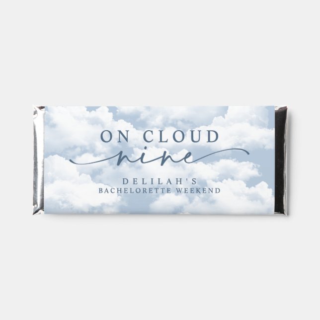 Light Blue "On Cloud Nine" Bachelorette Weekend  Hershey Bar Favors (Front)