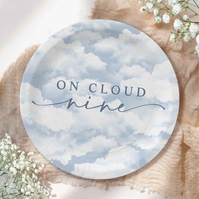 Light Blue "On Cloud Nine" Bachelorette Weekend  Paper Plates (Creator Uploaded)