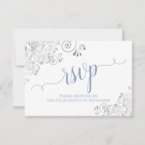 Light Blue on White Elegant Calligraphy Wedding RSVP Card