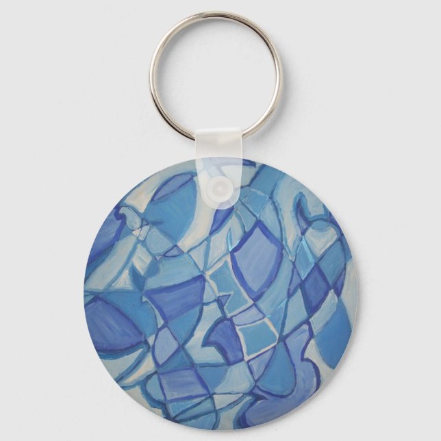 Light Blue Original Abstract Artwork Kara Willis Keychain (Front)