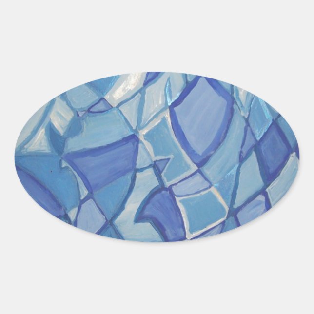 Light Blue Original Abstract Artwork Kara Willis Oval Sticker (Front)