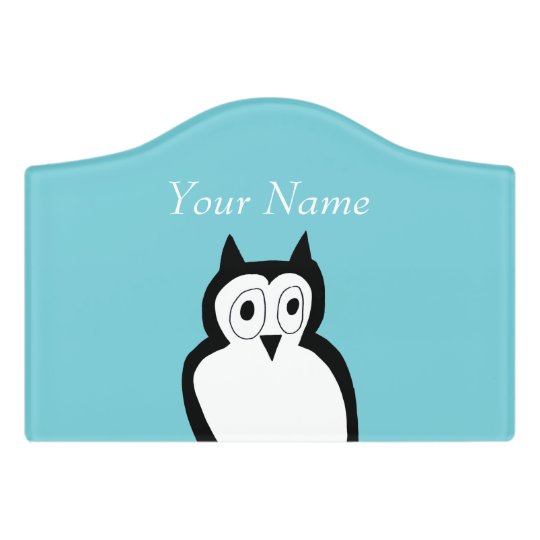 Light Blue Owl Bedroom Name Plate Door Sign Zazzle Com