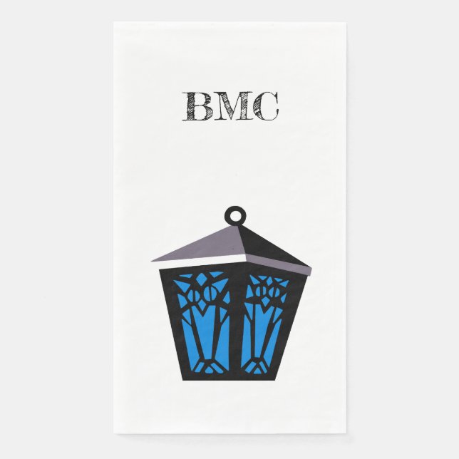 Light Blue Owl Lantern Napkins (Front)