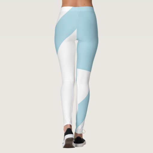 Light Blue (Pale Baby Blue) and White Asymmetrical Leggings | Zazzle