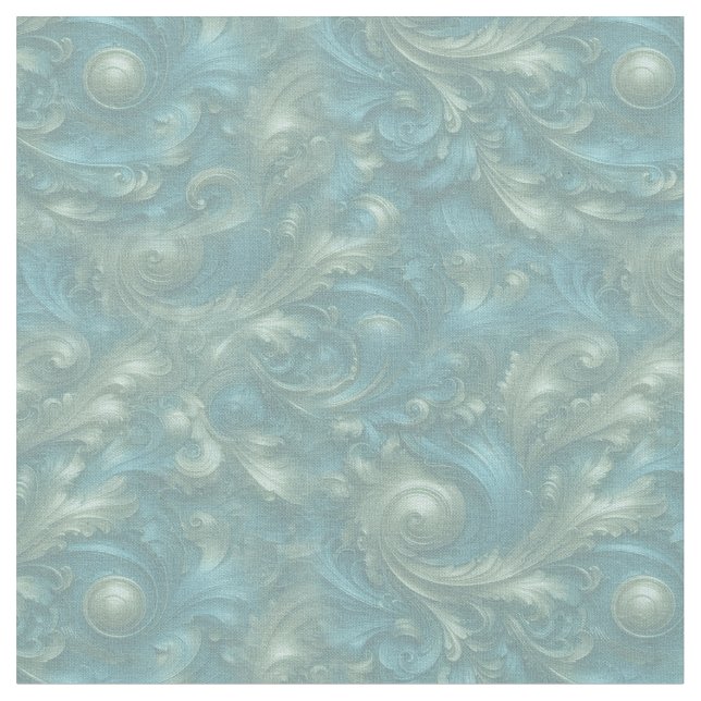 Light Blue-Palette on a Bronze Gold Barogue design Fabric (Close Up)