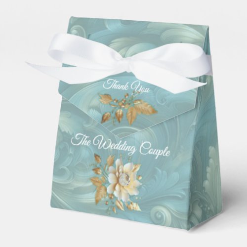 Light Blue_Palette on a Bronze Gold Barogue design Favor Boxes