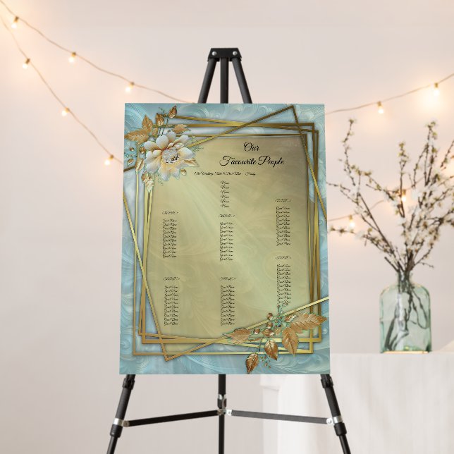 Light Blue-Palette on a Bronze Gold Barogue design Foam Board (In Situ (Stand))