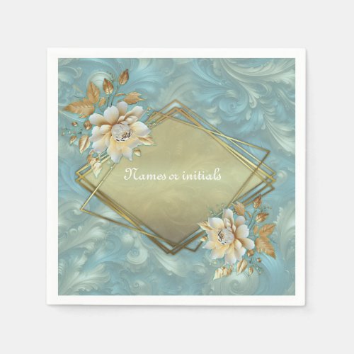 Light Blue_Palette on a Bronze Gold Barogue design Napkins