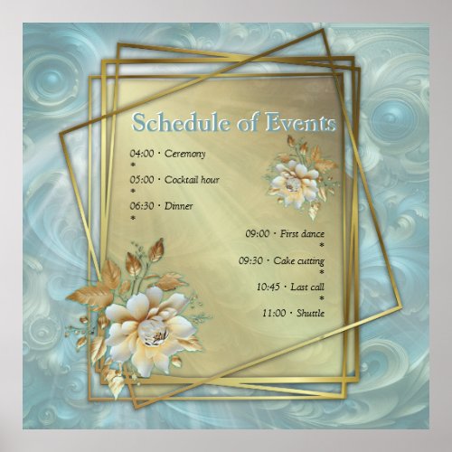 Light Blue_Palette on a Bronze Gold Barogue design Poster