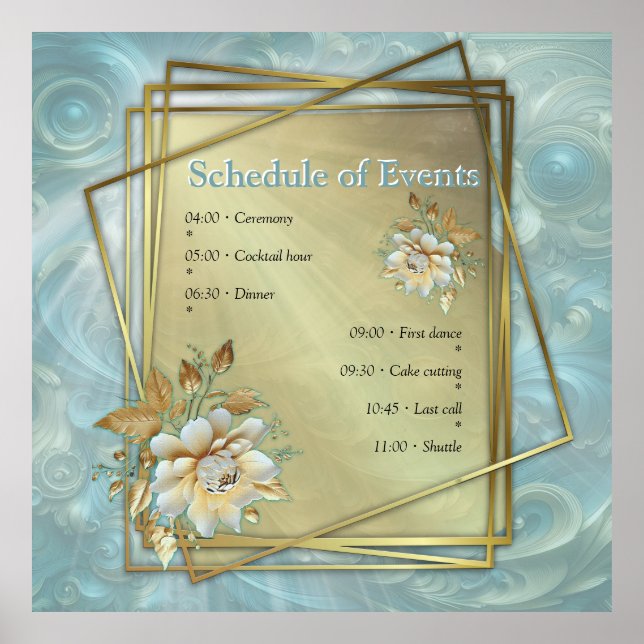 Light Blue-Palette on a Bronze Gold Barogue design Poster (Front)