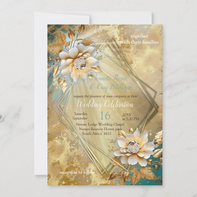 Light Blue-Palette on Gold Barogue design Invitation (Front)