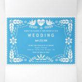 Light blue papel picado love birds wedding Tri-Fold invitation (Inside Middle)