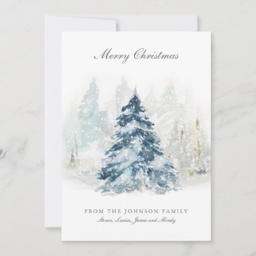 Light Blue Pastel Winter Snow Christmas Holiday Card