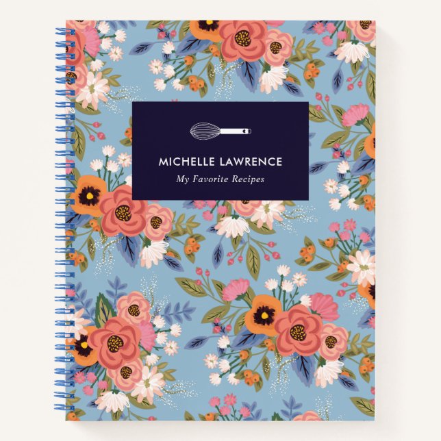 Light Blue & Pastels Boho Floral Pattern Notebook (Front)