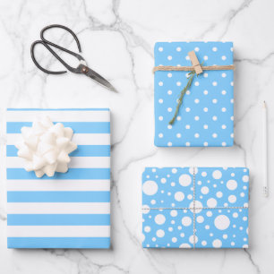 Light Blue Patterns Wrapping Paper Sheet Set