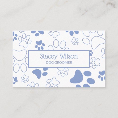 Light Blue Paw Print Dog Walker  Pet Sitter Business Card