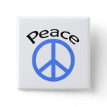 Light Blue Peace & Word Button