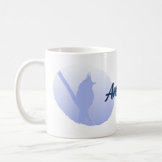 Light Blue Peaceful Nature Bird Silhouette Coffee Mug (Left)