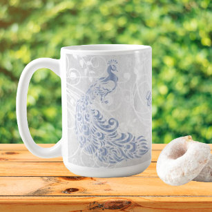 Light Blue Peacock Personalized Coffee Mug