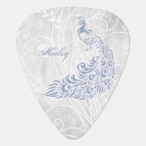Light Blue Peacock Personalized Guitar Pick