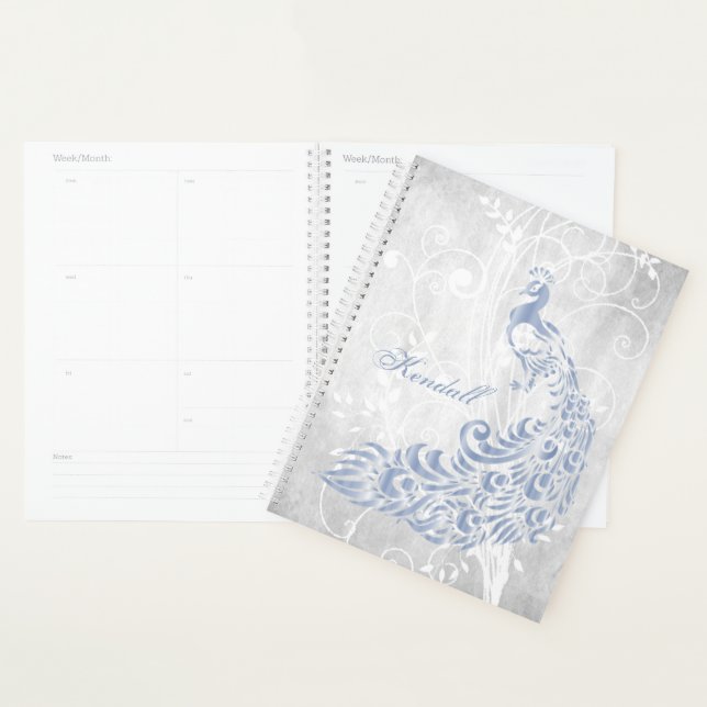 Light Blue Peacock Personalized Planner (Display)