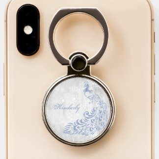 Light Blue Peacock Personalized Ring Holder