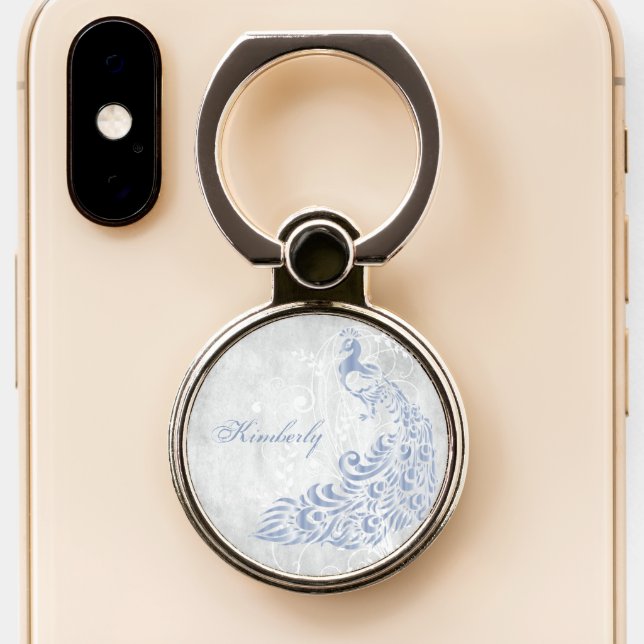 Light Blue Peacock Personalized Ring Holder (Close Up)