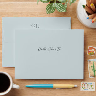 Light Blue Peacock Wedding Envelope