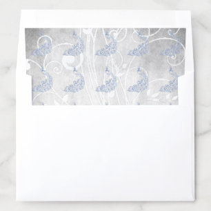 Light Blue Peacock Wedding Envelope Liner