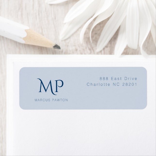 Light Blue Personalized Monogram Return Address Label (Insitu)