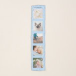 Light Blue Personalized Name 5 Photo Collage Scarf<br><div class="desc">Personalized Family Name 5 Photo Collage Scarf
Custom photographs pastel blue template with personalized and unique personal collage,  modern and cool image grid for a beautiful family gift idea.</div>