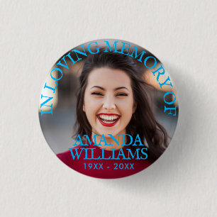 Light Blue   Personalized Photo Memorial Button
