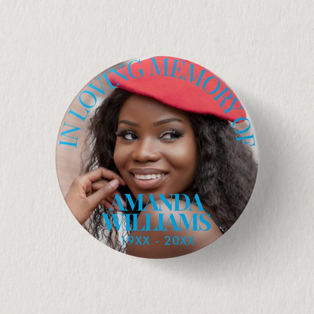 Light Blue | Personalized Photo Memorial Button (Front)