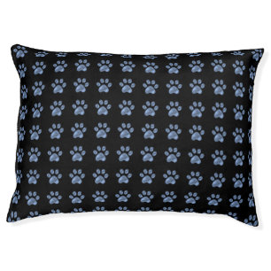 Light Blue Pet Paws on Black Pet Bed