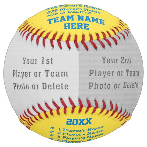 Light Blue PHOTO Custom Softball Coach or Player Softball