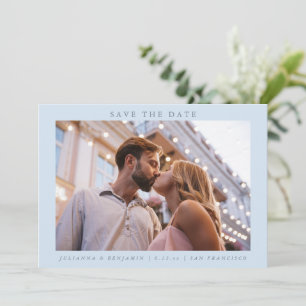 Light Blue Photo Minimalist Modern Elegant Wedding Save The Date