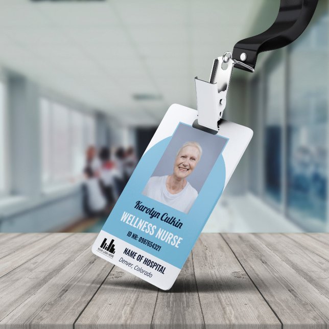 Light Blue Photo Your Logo Hospital ID Badge (Creator Uploaded)