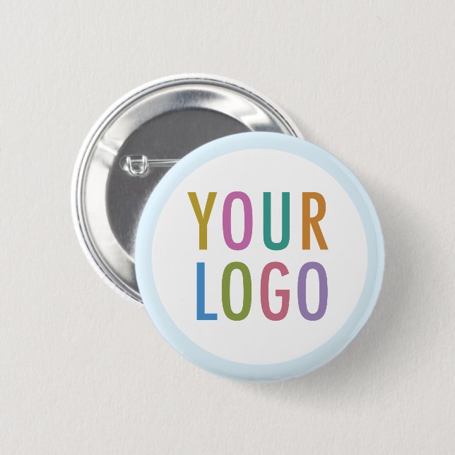 Light Blue Pin Back Button Custom Logo Round Badge (Front & Back)