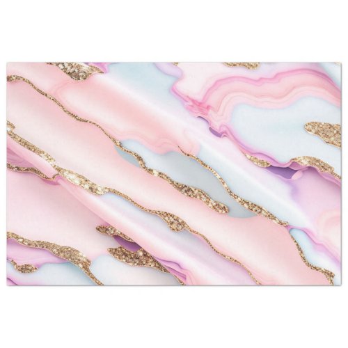 Light Blue Pink Agate Marble Modern Collection Tissue Paper