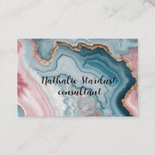 Light Blue Pink Agate Marble Modern design Business Card