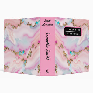 Light Blue Pink Agate Marble Popular Collection 3 Ring Binder