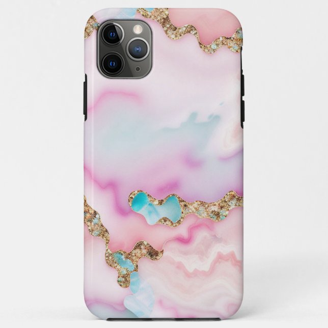 Light Blue Pink Agate Marble Popular Collection Case-Mate iPhone Case (Back)