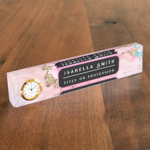 Light Blue Pink Agate Marble Popular Collection Desk Name Plate