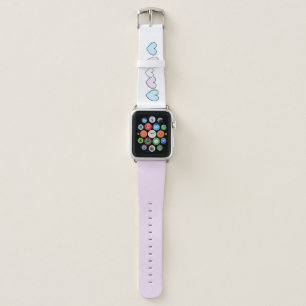 Light blue, pink and white hearts apple watch band