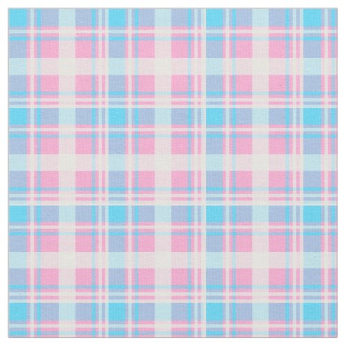 Light Blue Pink and White Plaid Fabric